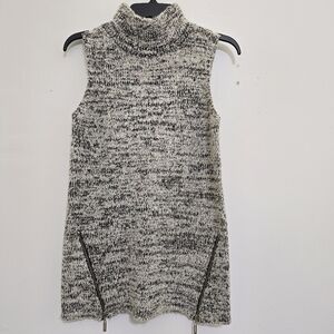 CLICHE size Large Sleeveless Wool Blend Turtleneck Sweater Tunic Zipper